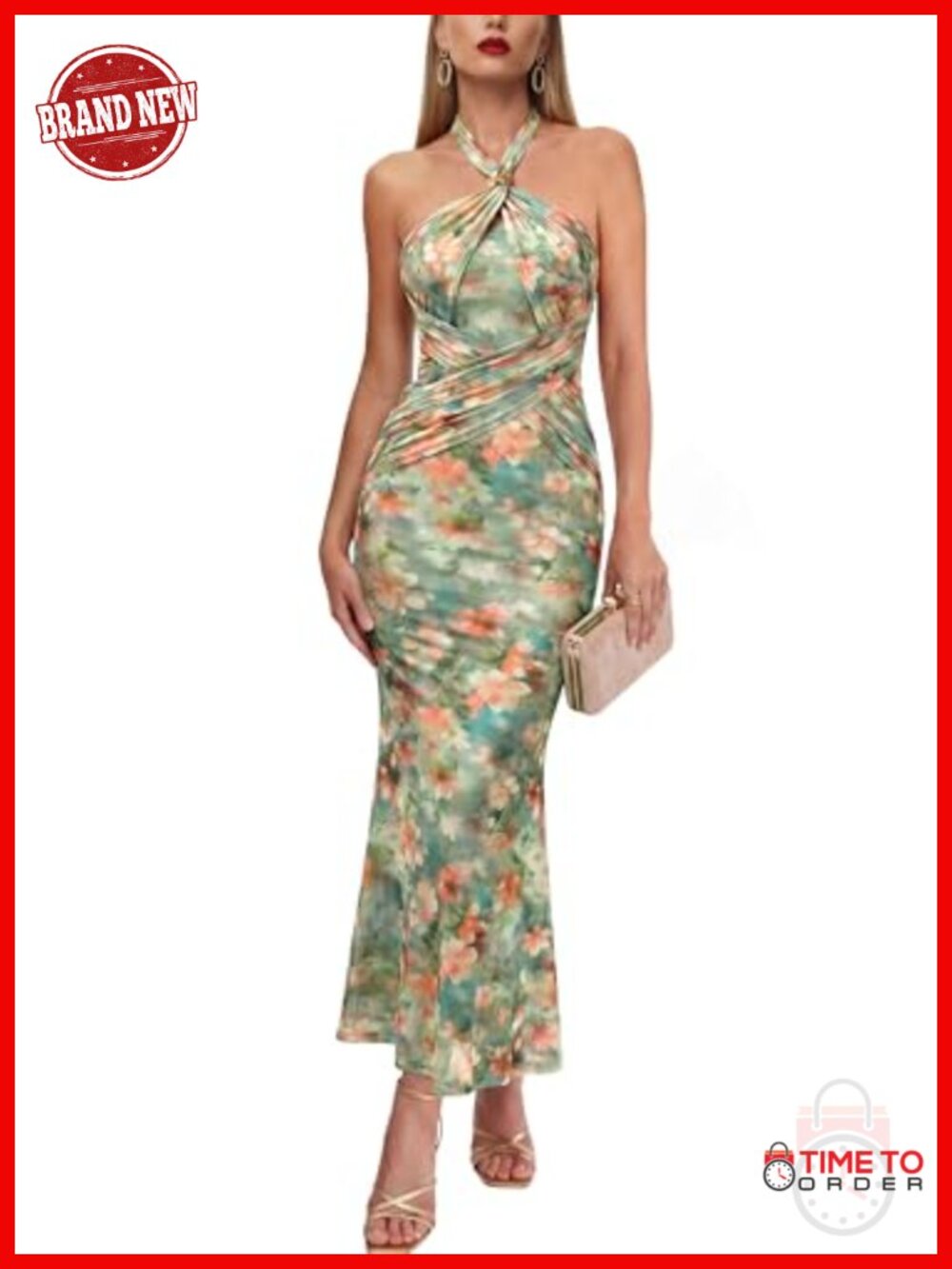 VFSHOW Women's Halter Neck Bodycon Maxi Dress Cocktail Party Wedding Guest